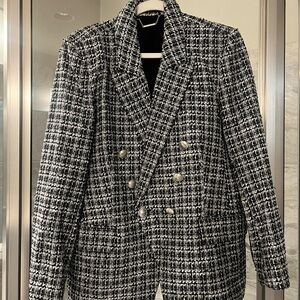 Elie Tahari Chic Black and White Tweed Blazer